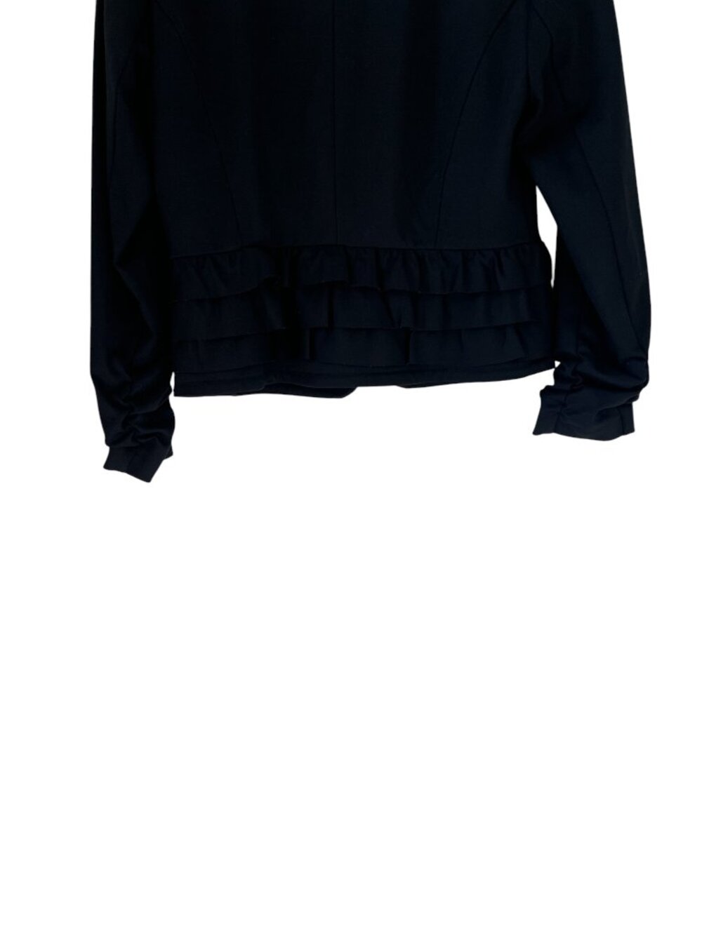 INC Ruched Sleeve Ruffle Bottom Blazer/Jacket In Black Size M - Picture 12 of 14